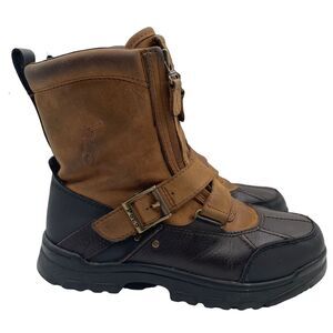 POLO Ralph Lauren Boots Tavin Zip Hi Leather Brown Youth Kids Size 4